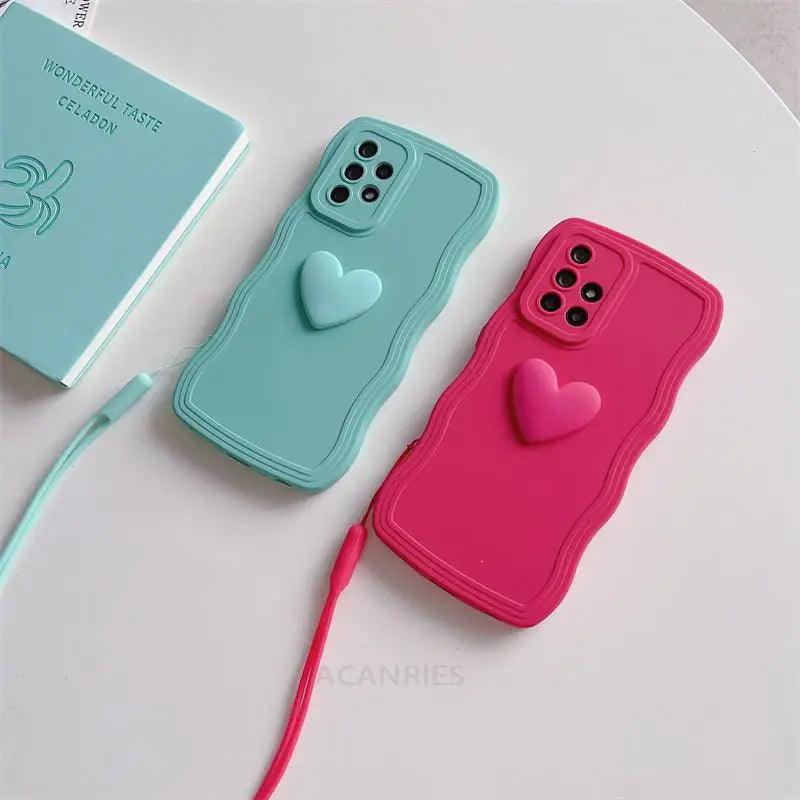 Capinha de Silicone de Pulseira Ondulada Love Heart para Samsung