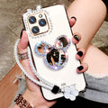 Case Glitter Diamond Cartoon com Espelho Vanity e Tampa Bling para iPhone